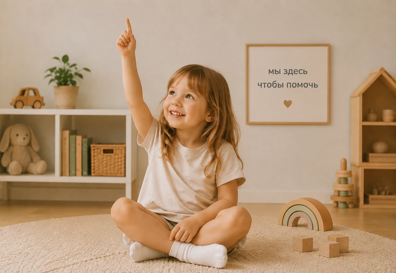 Мальчик в шапке пилота играет с деревянными самолётиками